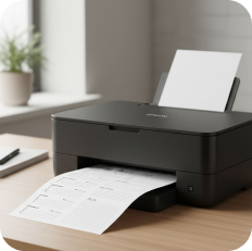 Compact printer in a modern workspace
